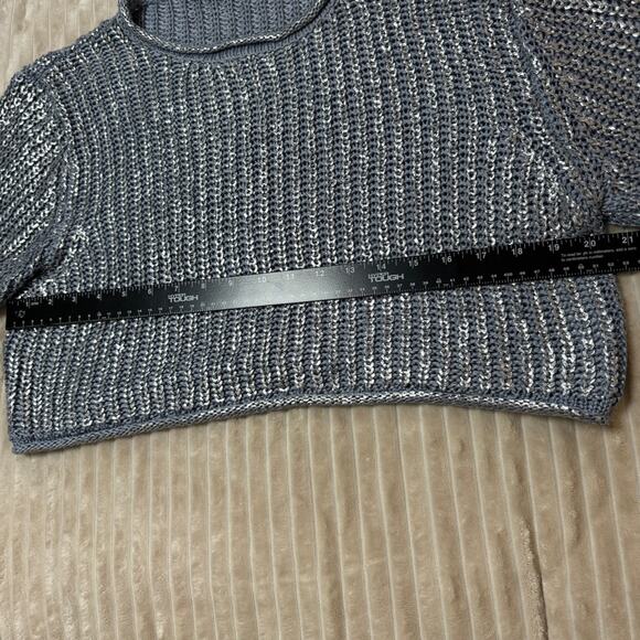 Zara Women’s Crop Sweater Metallic Silver Size Medium - Picture 12 of 12
